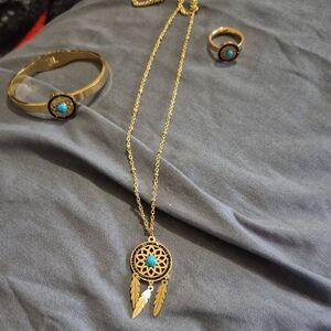 Gold and Turquoise Jewelry Set